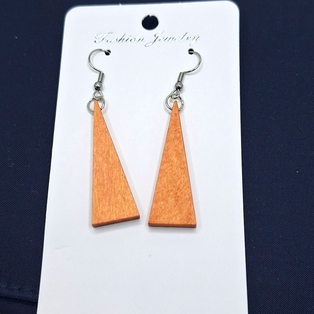triangle wood minimalist drop earrings